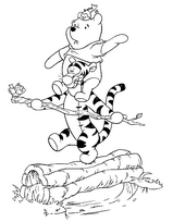coloriage winnie et tigrou font les acrobates